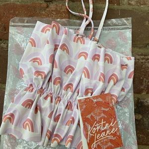 Kortni Jeane Oversized Ruffle Top Large Rainbows